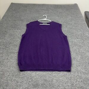 Woolovers Sweater Vest Mens L Purple Wool V Neck Sleeveless Knit Preppy Classic